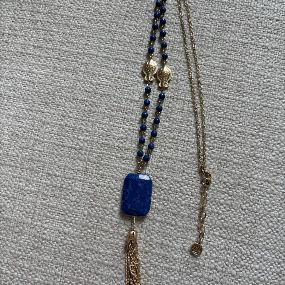 Lilly Pulitzer Blue and Gold Lapis Lazuli Necklace